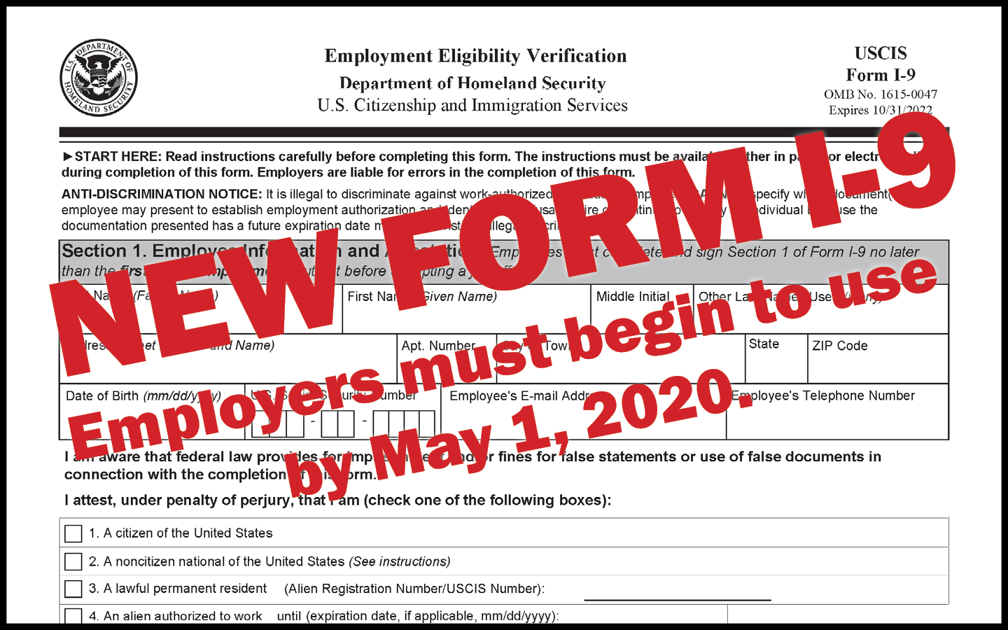 I-9 Tax form image